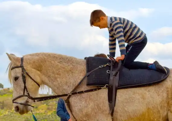 Bambino cavallo volteggio